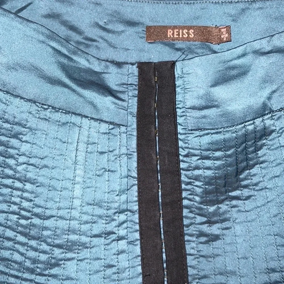 Reiss teal high waisted pleated corset detail circle skirt Sz 2 - Picture 3 of 17